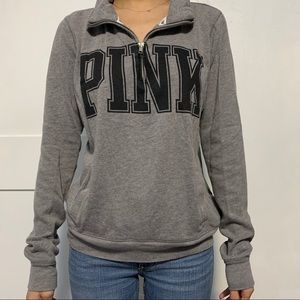 VS PINK Quarter Zip Grey Sweatshirt